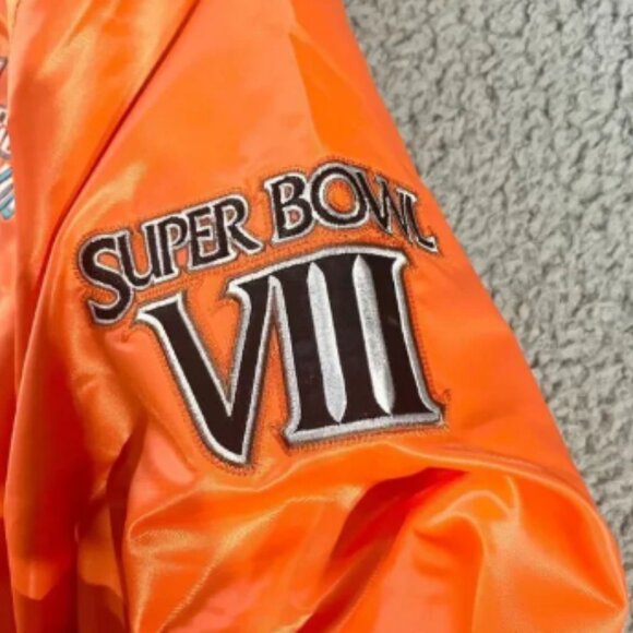 Starter Miami Dolphin Jacket Mens Large Orange Blue Varsity Bomber Super Bowl - Picture 5 of 12